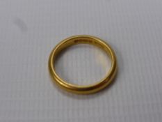 A 22 Ct Yellow Gold Wedding Band, size M, 4.5 gms.