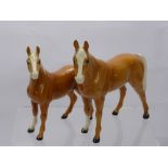 Goebel Porcelain Figures of a Palomino Stallion together with a mare and two Beswick figures of