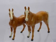 Goebel Porcelain Figures of a Palomino Stallion together with a mare and two Beswick figures of