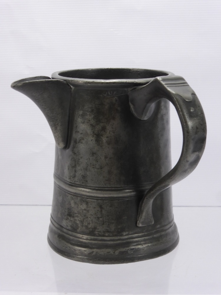 A Quantity of Pewter Tankards, including a 19th century quart jug with engraved"Four Swans, Walton - Image 2 of 4