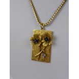 An 18 Ct Gold 750 Hallmark Sapphire and Diamond Pendant, mm S.S. on 18 ct gold chain. 18 ct wt, 7