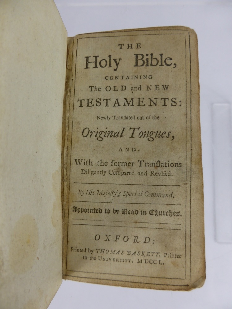 An Antique Miniature 18th Century King James Version of The Bible, published by Thomas Baskett, - Image 2 of 2