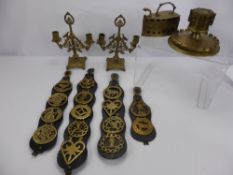 A Collection of Miscellaneous Brass, including candlestick, horse brasses etc.