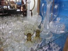 A Set of Four Antique Liqueur Glasses, together with six sherry glasses, two hock glasses, a pressed