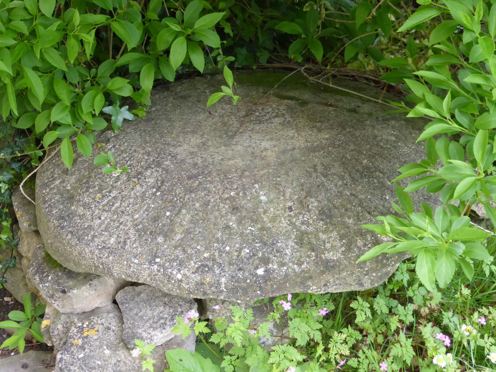 An Antique Cotswold Stone Mushroom form carving, possibly staddle stone top.