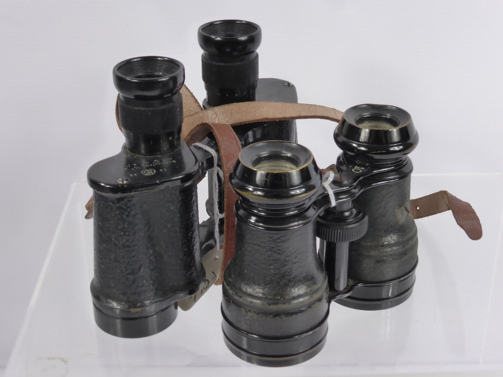 Two Vintage Binoculars, the first a Bino Prism No. 2 MKII x 6 No. 212586, the second a pair of field