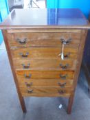 A Fruit Wood Music Cabinet, comprising six drawers on straight legs, approx 49 x 35 x 86 cms.