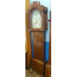 A Circa 19th Century Oak Long Case Grandfather Clock, the clock having a second dial and date