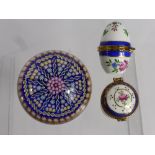 Miscellaneous Items, including two porcelain pill boxes, a Perthshire Millefiori paper weight,