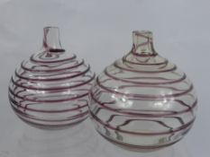 A Pair of Whitefriars Ribbon Trail Vases, after a Barnaby Powell design. (2)