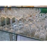 A Quantity of Stuart Crystal, including seven short stem white wine glasses, seven short stem red