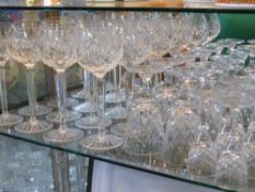 A Quantity of Stuart Crystal, including seven short stem white wine glasses, seven short stem red