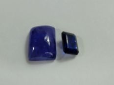 An Emerald Cut Kyanite Loose Stone, 2.95 ct, together with a cabochet Tanzanite loose stone,11 x