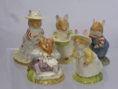 A Collection of Five Royal Doulton Mouse Figurines, including Mrs Toadflax, Primrose Woodmouse,