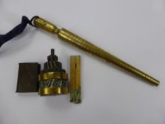 A Collection of Miscellaneous Vintage Items, including antique brass ring sizer, British Rope