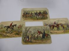 A Miscellaneous Collection of Antique Hand Coloured Prints and Etchings, including racing anf