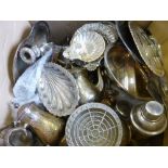 A Miscellaneous Collection of Silver Plate, including cocktail shaker, rose bowl, bon bon dishes,
