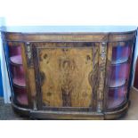 A 19th Century Victorian Walnut Inlaid Credenza, decorative ormolu mounts with central panel door