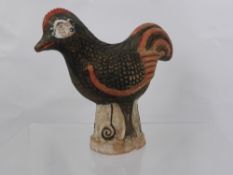 A Chinese Terracotta Tomb Guardian, in the form of a rooster, approx 16 cms high, polychrome