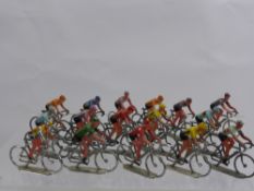 A Quantity of Wirework Cycling Figures, with hand painted jerseys and cycling helmets.