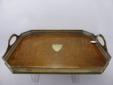 An Edwardian Rectangular Silver Plate and oak vintage tea tray.