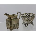 A Victorian Cream Jug, London hallmark, dd 1889, mm H.S., together with a Victorian silver bowl of