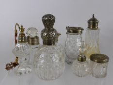 A Quantity of Glass, including Victorian / Edwardian Cut Glass, Silver Topped Perfume and Vanity