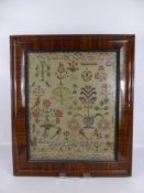 A 19th Century Tapestry, depicting birds, trees and flowers worked by Ellinor Jones 11 years, approx