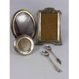 Miscellaneous Silver and Silver Plate, including two silver commemorative spoons and 3 photo frames