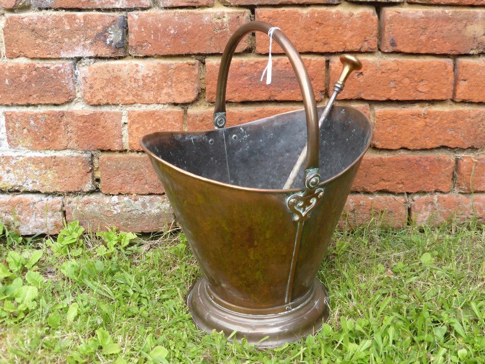 A Copper Coal Bucket and Poker.