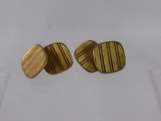 A Pair of 9 Ct Gold Birmingham Hallmark Engine Turned Cuff Links, dd 1927 mm J.C., approx 6.5 gms.