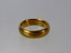 A 22 Ct Gold Wedding Ring, mm V size L approx 8.5 gms.