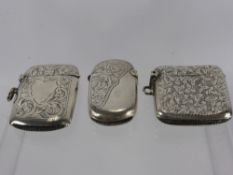 A Miscellaneous Collection of Three Solid Silver Vestas, Birmingham hallmark dd 1902, mm J.G., dd