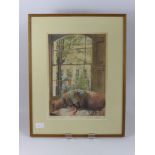 A Hand Coloured Signed Print, entitled "Late Summer Window" dd 1938 approx 37 x 26 cms.