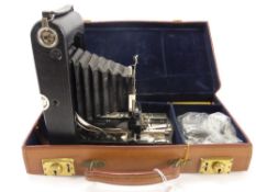 A Kodak 3A Autographic Special, with Compur Carl Zeiss 1:4.5 f=15 cm lens in original leather