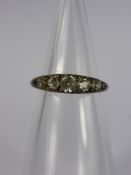 A Lady's 9 Ct Antique Yellow Gold 5 Stone Old Cut Graduated Diamond Ring, approx 40 pts dias, size