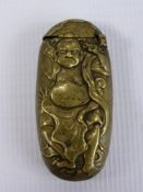 An Antique Japanese Vesta Case, depicting a mythological character, approx 4 cms.