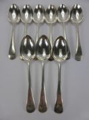 Nine Silver Dessert Spoons, Sheffield hallmark, mm Alexander Clark & Co, dated 1904, approx 460