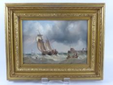 Henry Redmore (1820 - 1887) Oil on Canvas, depicting a vessel leaving harbour, signed lower left