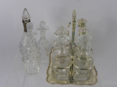 A Quantity of Glass, including Victorian / Edwardian Cut Glass Condiment Bottles, some with silver