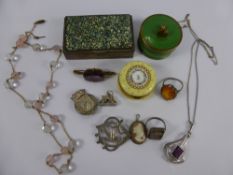 Miscellaneous Jewellery, including necklaces, rings, pendants together with two enamel boxes and one