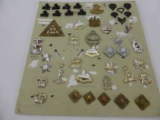 A Quantity of Military Badges and Buttons, including US, Russia Troops, Royal Leicestershire, Tank