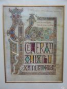 Four Coloured Prints of the Lindisfarne Gospels Opening Pages, including St Matthew initial page, St