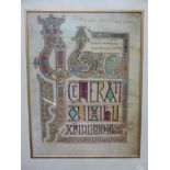 Four Coloured Prints of the Lindisfarne Gospels Opening Pages, including St Matthew initial page, St