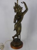 An Antique Indian Figure of a Dancer, converted to a lamp, approx 50 cms