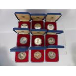 A Collection of 19 1977 Miscellaneous Solid Silver Royal Mint Proof Coins, including Mauritius,