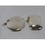 Two Solid Silver Vesta Cases, including one circular Birmingham hallmark dd 1906, mm A & J.Z., and