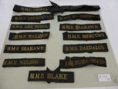 A Quantity of Naval German and British Tallies, including H.M.S. Ark Royal, H.M.S. Raleigh, H.M.S.