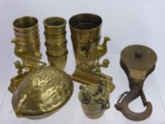 A Miscellaneous Collection of Brass Items, including two pheasant ornaments, ashtray in the shape of