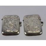 Two Solid Silver Floral Engraved Vesta Cases, Birmingham hallmark dd 1922, mm J.R., 1912 mm W.H.